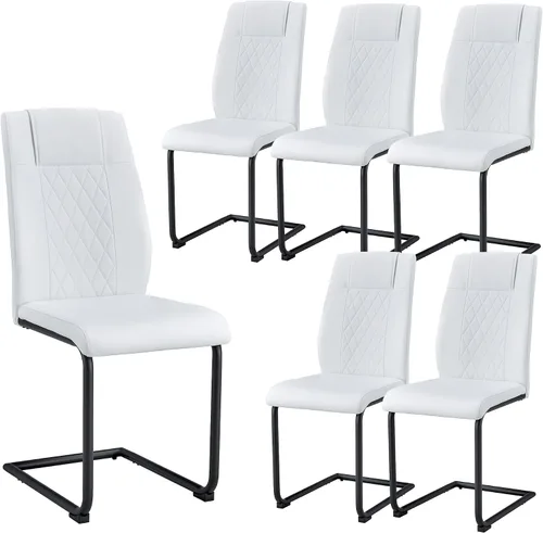 Miniatura 25 de Sillas De Comedor - Juego de 4 sillas de comedor modernas para cocina, con asiento tapizado de piel sintética, patas de metal con respaldo alto