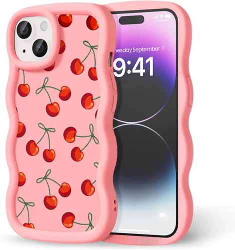 Miniatura 183 de Compatible con iPhone SE/8/7 Funda para Mujeres y Niñas, Marco Ondulado Rizado con Patrón Lindo, Estética Delgada Suave Silicona TPU Parachoques