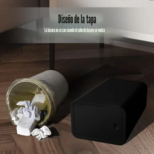 Miniatura 7 de TIPGO Basurero de baño con tapa, cubo de basura delgado de 10 litros/2.6 galones, cesta de basura pequeña con tapa desplegable para cocina, Negro