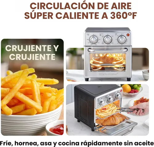Miniatura 3 de Horno de Aire Frito Elite Gourmet EAF0852SS, Capacidad de 8.5 Qt. con función de freír al aire, asar, tostar, hornear y asar con convección, Acero