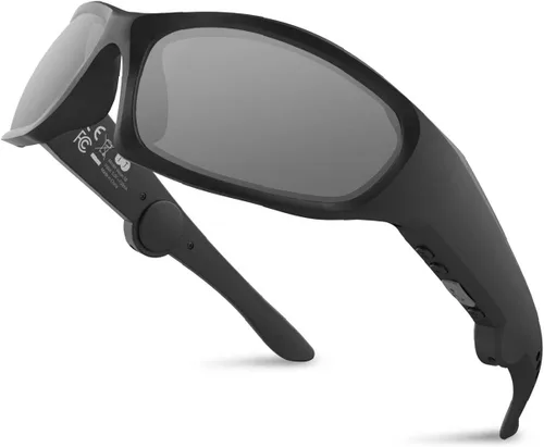5CB - Lentes de sol Bluetooth inteligentes de audio para hombres y mujeres con micrófono de altavoz, lente gris
