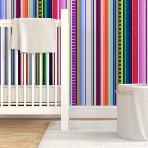 Miniatura 6 de Spoonflower Papel tapiz para despegar y pegar, diseño de rayas de serape, estilo mexicano, colorido y brillante, papel pintado extraíble