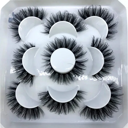 Miniatura 52 de 5 pares de pestañas postizas de visón 3D de 0.98 pulgadas a granel, con caja personalizada, pestañas postizas naturales finas al por mayor (ML-07)