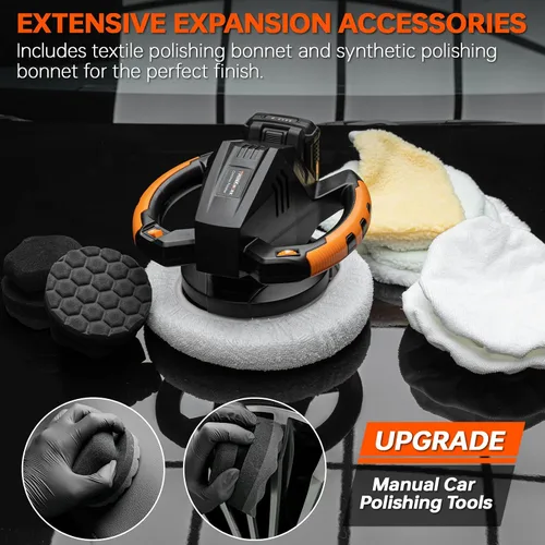 Miniatura 9 de THINKWORK Pulidora Buffer, Pulidora Buffer Inalámbrica de 20V, Kit de Máquina Pulidora Portátil de 10 Pulgadas para Carro, 2 Baterías Recargables