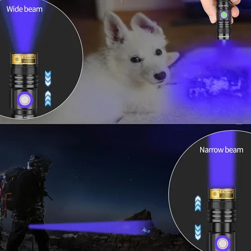 Miniatura 4 de DARKBEAM Linterna UV de 365 nm recargable de luz negra - Potentes mini linternas ultravioleta LED, lámpara portátil USB-C Woods - para detección