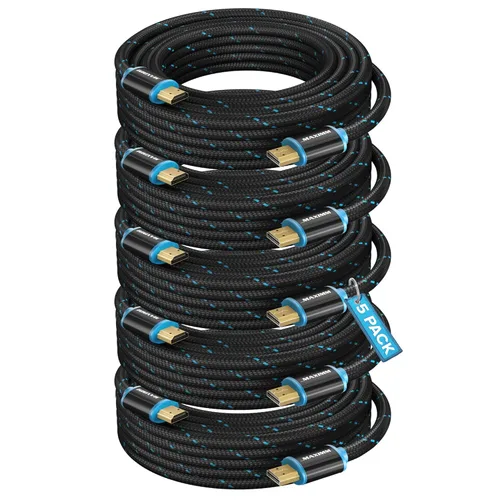 Miniatura 22 de Maximm - Cable HDMI 2.0 4K de alta velocidad (incluye clips de cable, empates y adaptador de ángulo recto) en múltiples tamaños y paquetes Azul - 1