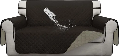Miniatura 46 de ISSUNTEX Fundas de sofá de dos plazas con doble protección 100% impermeables para sala de estar, fundas para sofá de 2 cojines, protector de muebles