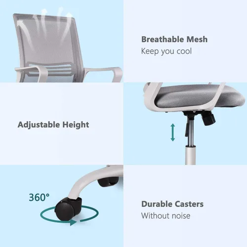 Miniatura 5 de Silla de oficina ergonómica de malla, silla de escritorio para computadora, sillas ejecutivas de oficina en casa con soporte lumbar, reposabrazos