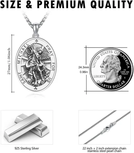 Miniatura 85 de Collar de plata de ley 925 con medalla de San Patrón, colgante de protección católica, amuleto, joyería religiosa para hombres y mujeres
