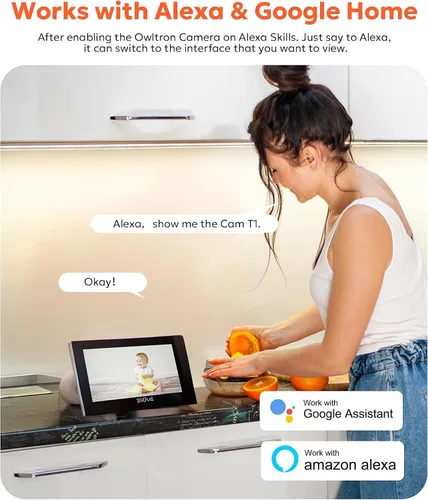 Miniatura 9 de owltron Cámara de seguridad interior 2K, cámaras WiFi de 2.4 GHz para seguridad en el hogar, cámara de monitor de bebé con detección de Blanco