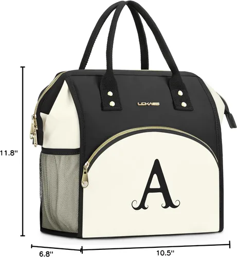 Miniatura 9 de Bolsa de almuerzo personalizada para mujer, elegante, reutilizable, aislada, con iniciales, para amiga, grande, de apertura ancha, resistente al