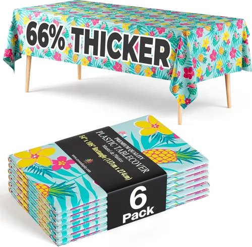 Miniatura 83 de Exquisite 66% Thicker Premium Plastic Table Cloth Rectangle Table Cover 0.5 Mil 6 Pack Aqua Table Cloth 54 Inch x 108 Inch Disposable Tablecloth
