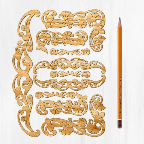 Miniatura 16 de Ajoure Lasercut Embelishments # Art Nouveau - Marcos de borde con patrón floral, chapa vintage, madera aglomerada, silueta de madera contrachapada
