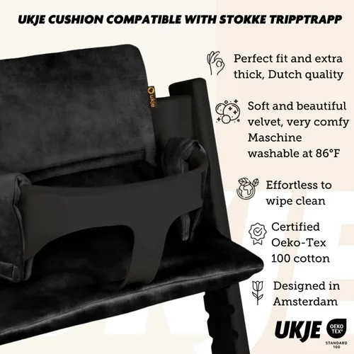 Miniatura 2 de UKJE Cojín Compatible con Stokke Tripp Trapp (Modelo Antiguo y Nuevo) 2 Piezas, Cojín de Asiento Suave para Bebés y Niños Pequeños, Algodón