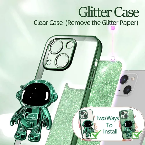 Miniatura 117 de Buleens Funda para iPhone 11 Pro Max Astronauta, Fundas Transparentes para iPhone 11 ProMax con Papel con Purpurina y Soporte de Astronauta, Mujeres