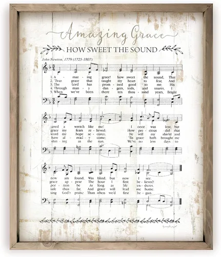 Miniatura 3 de Amazing Grace - Cartel de pared de madera rústica (12 x 15 pulgadas)