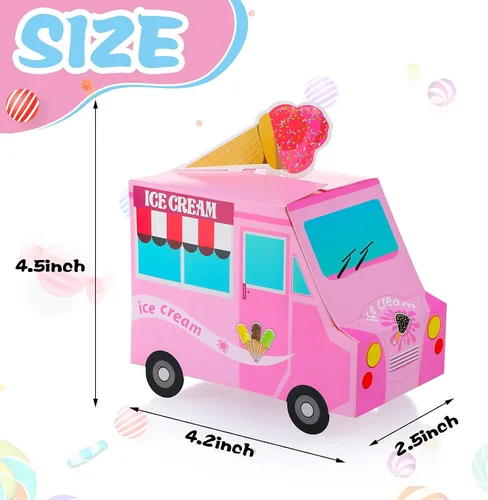 Miniatura 2 de Tenare 20 piezas de centros de mesa de helado para mesas, cajas de recuerdo con forma de camión, cajas de aperitivos para helado, contenedor