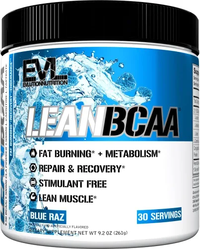 Evlution Polvo de BCAA magro libre de estimulantes Nutrición BCAAs Aminoácidos en polvo con CLA Carnitina y 2:1:1 aminoácidos de cadena ramificada