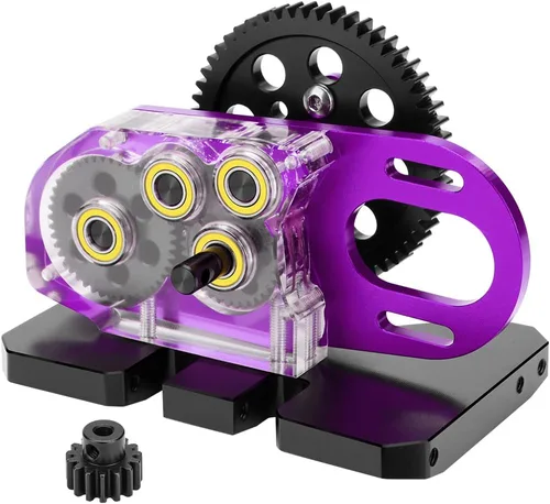 Acrílico LCG 2. Caja de cambios de sobremarcha de baja transmisión con placa deslizante y engranaje de motor 15T para 1/10 AXIAL SCX10 I II RC