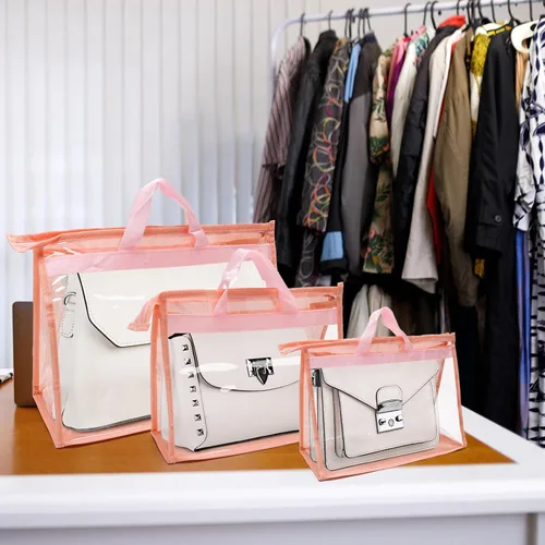 Miniatura 14 de 12 bolsas para el polvo para bolsas, bolsas de almacenamiento transparentes para mujeres, funda organizadora de 3 tamaños, organizador de armario