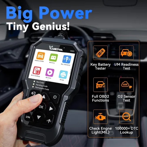 Miniatura 2 de VDIAGTOOL Escáner OBD2 mejorado VD31, lector de código de motor 3 en 1, probador de batería de llave de coche y probador de batería de automóvil
