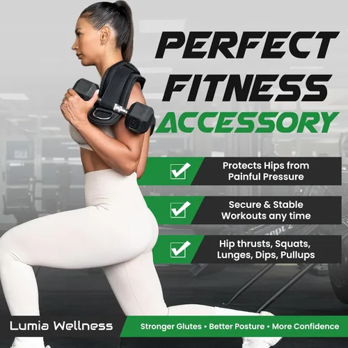 Miniatura 8 de Heavy Duty Hip Thrust Belt for Dumbells, Kettlebells, and Plates - Glute Workout at Home, Gym, and Travel - Dip and Pullup Belt (Chain Included)