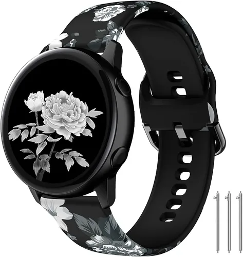 Miniatura 9 de Correas florales compatibles con Samsung Active 2, Watch Band de 1.575 pulgadas/1.732 pulgadas, Active Watch Band 1.575 pulgadas, correa de silicona