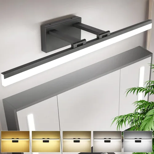 SOLFART Luces de tocador ajustables de 31.5 pulgadas y 5 colores sobre espejo, accesorios de iluminación de tocador para baño sobre espejo, Negro