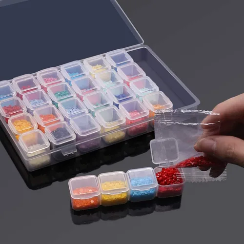 Miniatura 3 de ARTDOT Contenedores de almacenamiento de 56 rejillas para kits de arte de diamante para adultos, 2 paquetes de contenedor portátil de almacenamiento