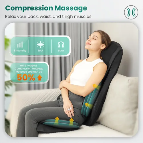 Miniatura 4 de Snailax Shiatsu - Masajeador de cuello y espalda con calor, almohadilla de silla de masaje con compresión, masajeador de cuello ajustable en altura