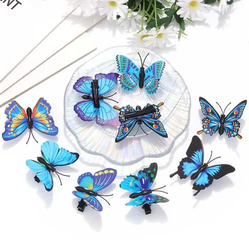 Miniatura 4 de BARTOSI Pinzas para el cabello de mariposa azul, horquillas para el cabello, lindas mariposas, accesorios para el cabello para mujeres y niñas