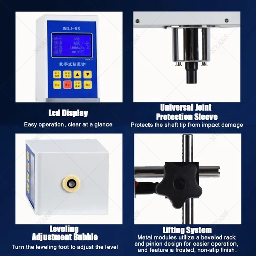 Miniatura 8 de Digital Rotary Viscometer for Accurate Viscosity Measurement, LCD Display with 4 Rotors, for Testing Paints, Adhesives, Cosmetics, and Greases NDJ-5S