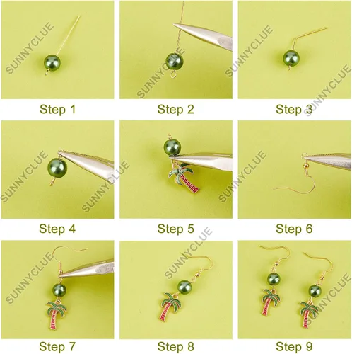 Miniatura 4 de SUNNYCLUE 1 caja, 10 pares de aretes de verano, kit de iniciación para hacer colgantes, piña, cocotero, dulce alimento, abalorios de cristal