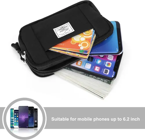 Miniatura 3 de KAMO Funda multiusos de lona horizontal para smartphone, funda para teléfono celular con asa para cinturón, bolsas de cinturón para mujeres, funda