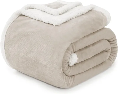 Beautex Manta de Vellón Sherpa Beige Crema, Manta Suave y Esponjosa de Franela y Felpa, Manta Acogedora y Suavísima para Sofá, Cama y Adultos (50 x