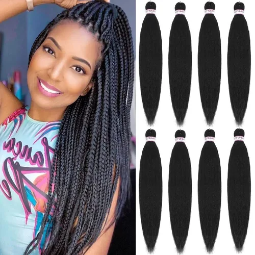 Miniatura 20 de BEFUNNY Cabello para Trenzar, Cabello para Trenzar Pre-Estirado, 24 Pulgadas 8 Paquetes Cabello Preestirado Ombré para Trenzas de Caja de Crochet