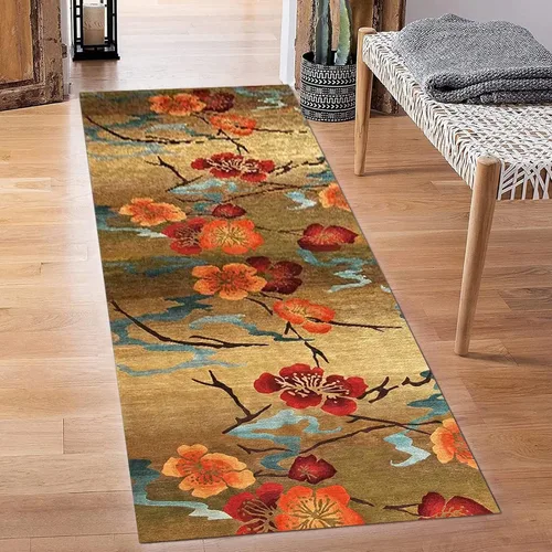 Miniatura 3 de Alfombra larga tradicional para pasillo, alfombra antideslizante para pasillo, cocina, entrada, longitud 3.3 ft, 4.9 ft, 6.6 ft, 8.2 ft, 11.5 ft