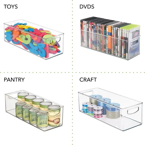 Miniatura 5 de mDesign Organizador de plástico para juguetes, cesta de almacenamiento con asas para armario, armario, armario y estantes, capacidad para bloques