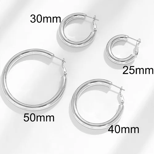 Miniatura 5 de Aretes de aro de oro grueso, aros ligeros de tubo de aulllow dorados gruesos para mujer, aretes grandes hipoalergénicos de 0.984in, 1.181in