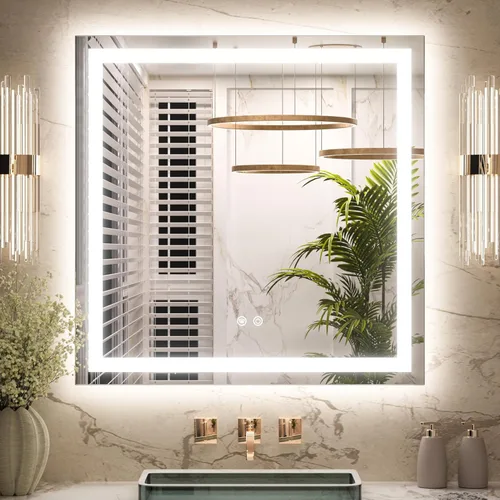 Miniatura 14 de Keonjinn - Espejo de baño LED de 24x32 pulgadas con luz, iluminación frontal y trasera, espejos iluminados para la pared del baño con luces