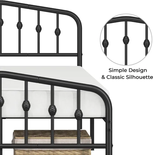Miniatura 7 de Yaheetech Base de cama de plataforma completa, cabecera victoriana, capacidad de 800 libras, espacio debajo de la cama de 12.6 pulgadas, no necesita
