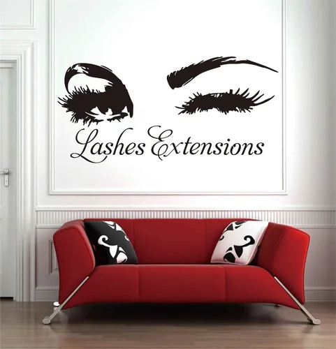 LL2613 - Extensiones de pestañas, calcomanías de pared, diseño de ojos de guiño, ventana, decoración de salón de belleza, cejas y maquillaje,