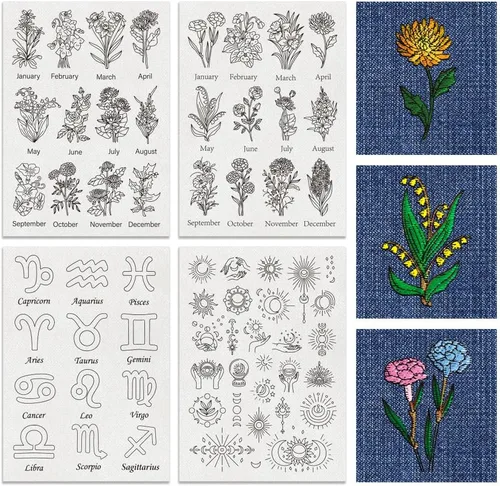 Miniatura 16 de BENECREAT 4 Estilo 104 Piezas A-Z Alfabeto de Flores Solubles en Agua, Estabilizadores de Bordado Desmontables de Patrón Boho para Encaje, Camisas
