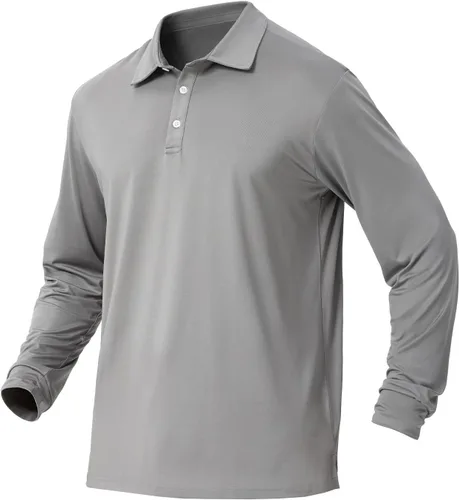Miniatura 53 de NAVISKIN Camisas polo de manga larga para hombre, camisas de golf con cuello UPF 50 SPF para hombre, secado rápido, absorbe la humedad