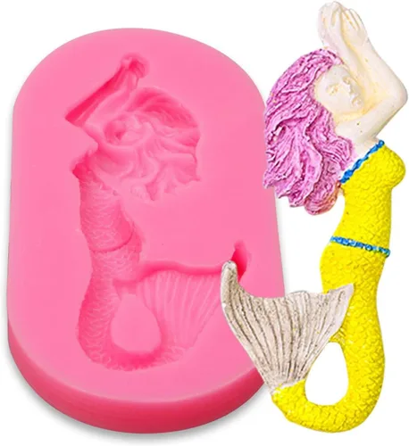 Miniatura 8 de Moldes de silicona de arcilla de sirena, 4 paquetes de diferentes temas de baile, moldes de chocolate de sirena para galletas, decoración de 4