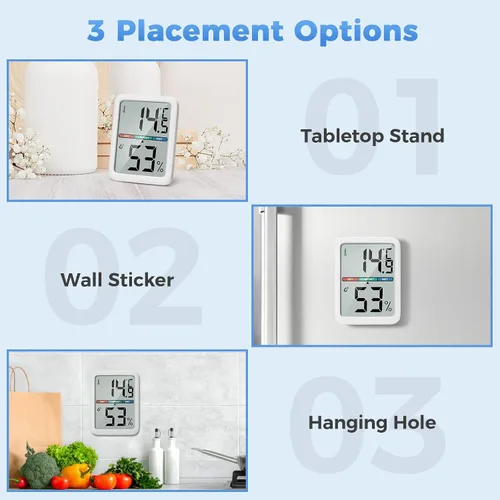 Miniatura 6 de Termómetro digital higrómetro Thlevel, termómetro de habitación con pantalla LCD grande, termómetro de pared de humedad interior con alta precisión