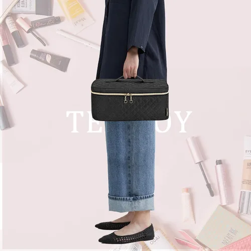Miniatura 6 de Teamoy Estuche de viaje para brochas de maquillaje, bolsa organizadora de maquillaje con asa para brochas de maquillaje (hasta 8 pulgadas) y Negro