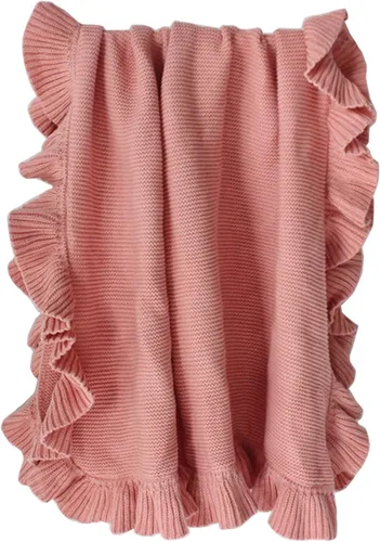 Miniatura 5 de Manta de punto con borde de volantes para bebé, manta para cuna, no fluorescente, manta de fotos para recién nacidos, manta de bebé, colcha unisex a