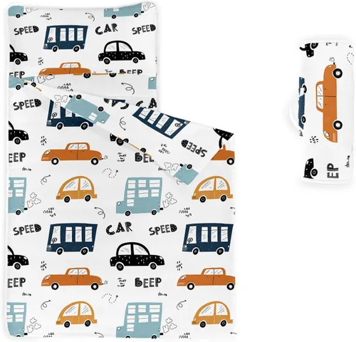 Miniatura 19 de Tapete para siesta – Saco de dormir de animales con almohada extraíble – Juego de ropa de cama para guardería y fiestas de pijamas, preescolar