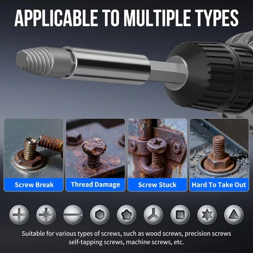 Miniatura 3 de STREBITO Juego de extractores de tornillos dañados, juego de 32 piezas de extractores de tornillos con eje de extensión magnético y adaptador